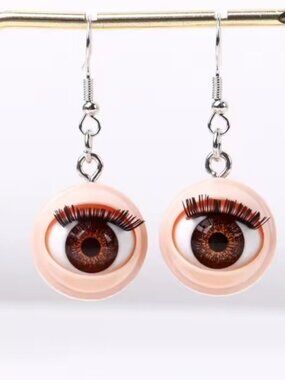 Baby Doll Eyeball Eyes Eyelash Earrings